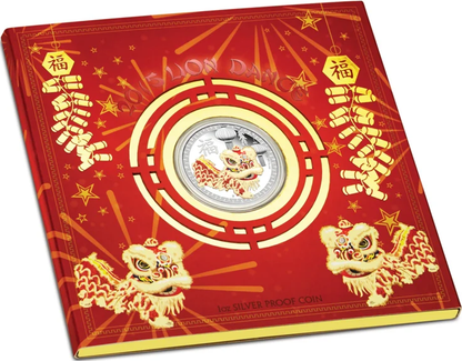 2015 $1 Chinese Lion Dance 1oz Silver Coloured Proof Coin