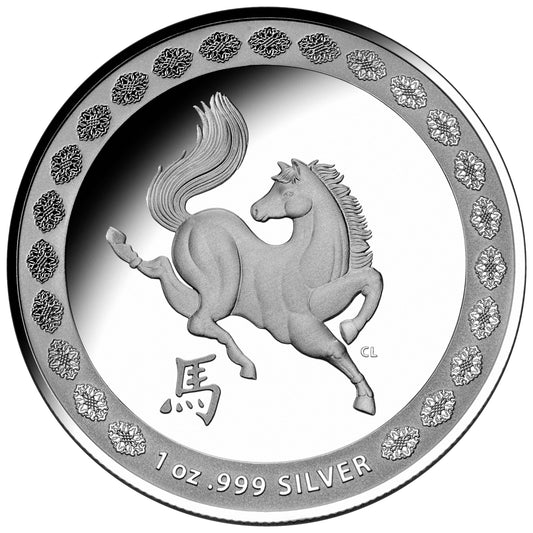 2014 $1 Year of The Horse 1oz Silver Proof Coin