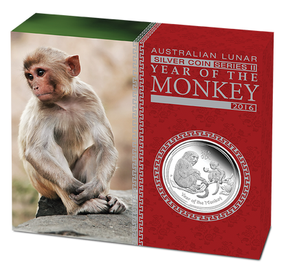 2016 50c Lunar Year of The Monkey 1/2oz Silver Proof Coin