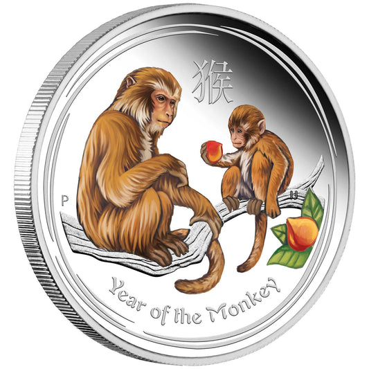 2016 $1 Lunar Year of The Monkey 1oz Silver Coloured Proof Coin