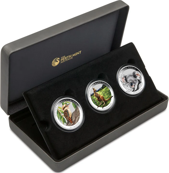 2014 50c Australian Outback 1/2oz Silver Coloured Proof 3 Coin Set
