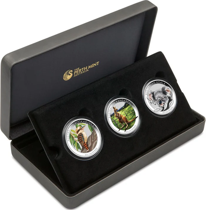 2014 50c Australian Outback 1/2oz Silver Coloured Proof 3 Coin Set