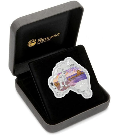 2013 $1 Australian Map Shaped Kangaroo 1oz Silver Coloured Coin