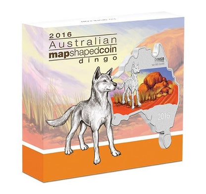 2016 $1 Australian Map Shaped Dingo 1oz Silver Coloured Coin