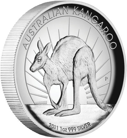 2011 $1 Australian Kangaroo 1oz Silver High Relief Proof Coin