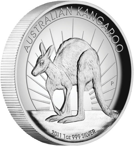 2011 $1 Australian Kangaroo 1oz Silver High Relief Proof Coin