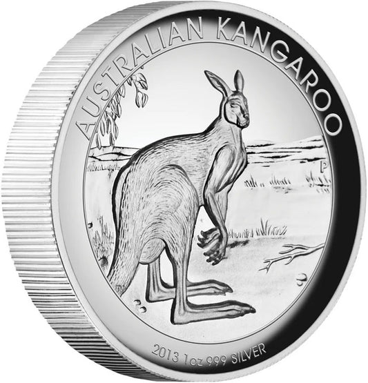 2013 $1 Australian Kangaroo 1oz Silver High Relief Proof Coin