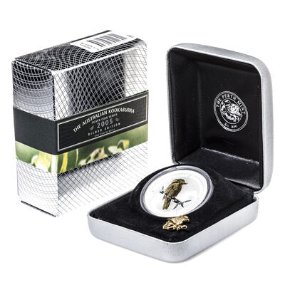 2005 $1 Australian Kookaburra 1oz Silver Gilded Coin