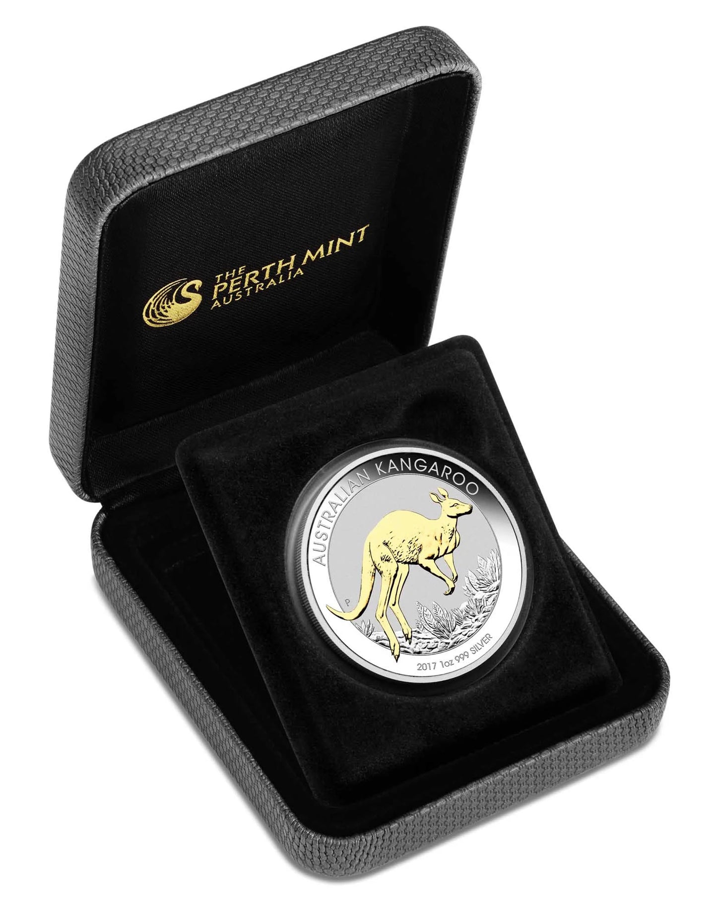 2017 $1 Australian Kangaroo 1oz Silver Gilded Coin