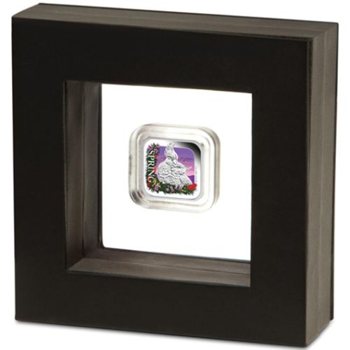 2013 $1 Australian Seasons Spring 1oz Silver Coloured Proof Square Shaped Coin