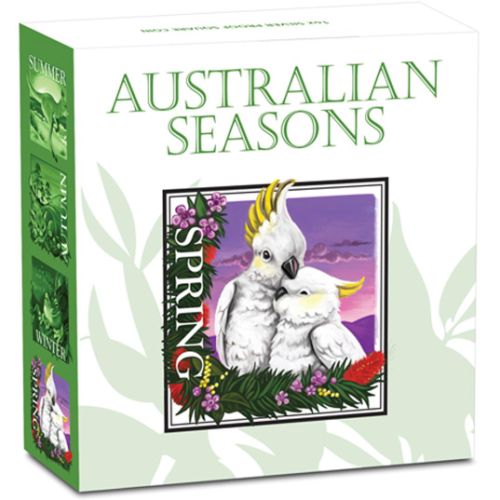 2013 $1 Australian Seasons Spring 1oz Silver Coloured Proof Square Shaped Coin