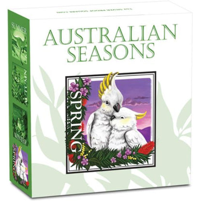 2013 $1 Australian Seasons Spring 1oz Silver Coloured Proof Square Shaped Coin