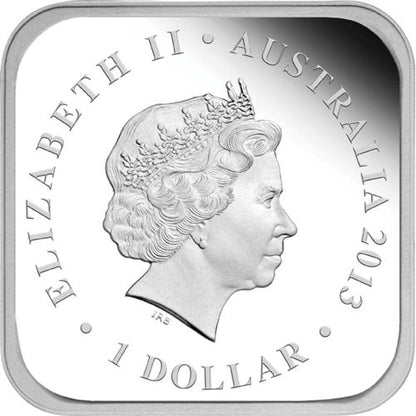 2013 $1 Australian Seasons Autumn 1oz Silver Coloured Proof Square Shaped Coin