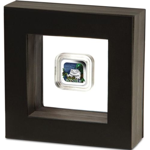 2013 $1 Australian Seasons Winter 1oz Silver Coloured Proof Square Shaped Coin