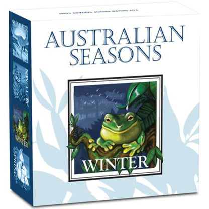 2013 $1 Australian Seasons Winter 1oz Silver Coloured Proof Square Shaped Coin