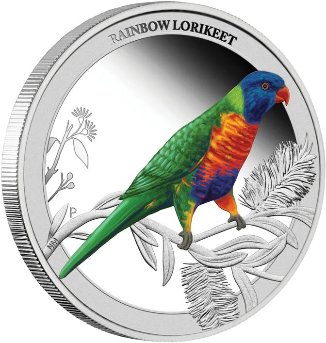 2013 50c Birds of Australia Rainbow Lorikeet 1/2oz Silver Coloured Proof Coin