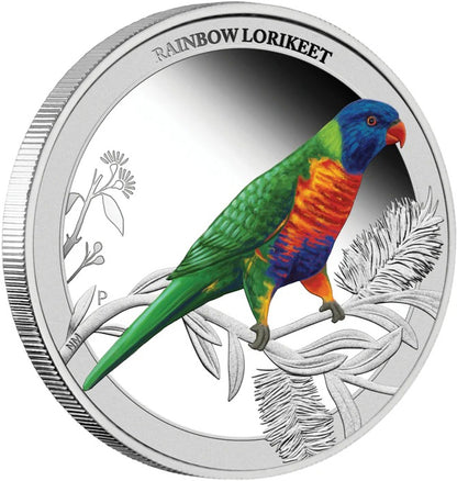 2013 50c Birds of Australia Rainbow Lorikeet 1/2oz Silver Coloured Proof Coin