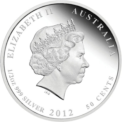 2012 50c Australian Bush Babies II Kookaburra 1/2oz Silver Coloured Proof Coin