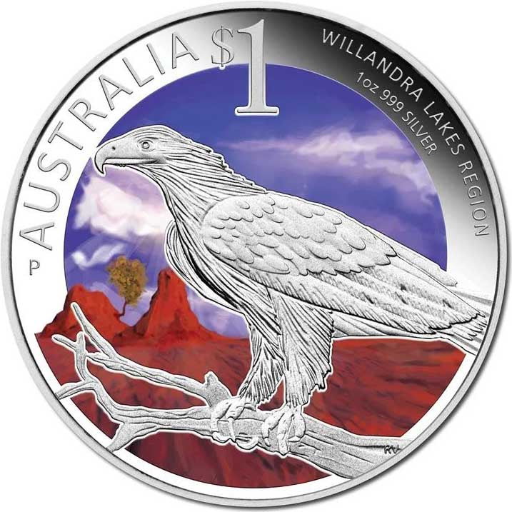 2013 $1 ANDA Sydney World Heritage Sites Willandra Lakes Region 1oz Silver Coloured Proof Coin