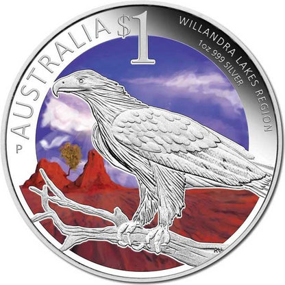 2013 $1 ANDA Sydney World Heritage Sites Willandra Lakes Region 1oz Silver Coloured Proof Coin