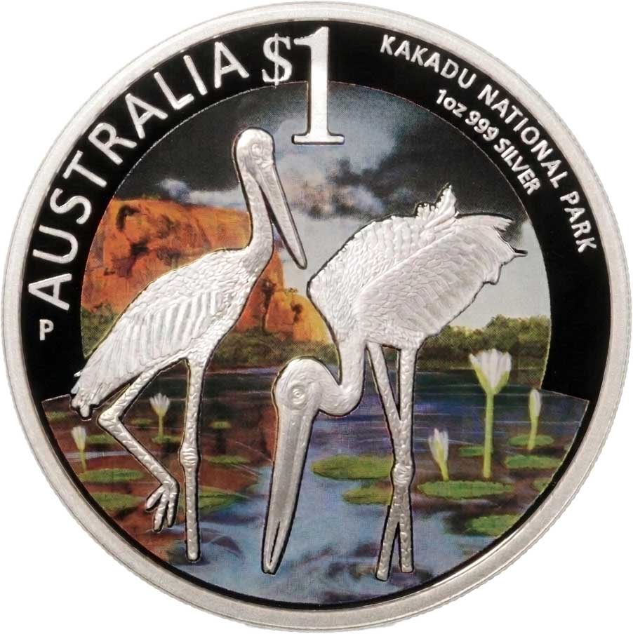 2013 $1 World Heritage Sites Kakadu 1oz Silver Coloured Proof Coin