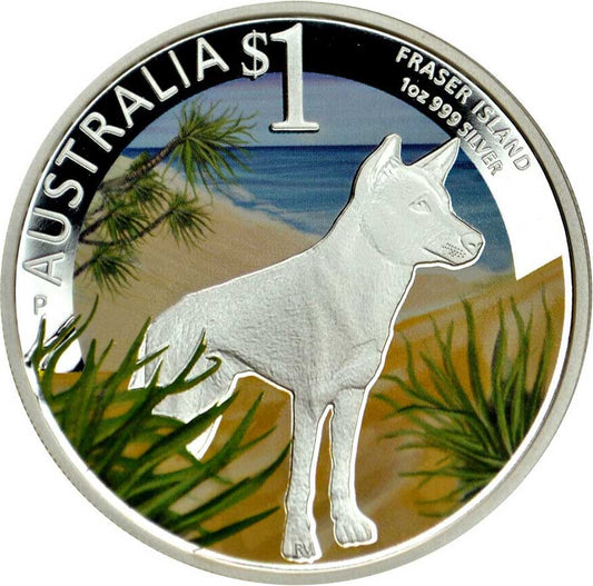 2013 $1 World Heritage Sites Fraser Island 1oz Silver Coloured Proof Coin