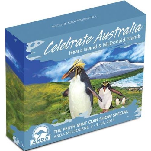 2011 $1 ANDA Melbourne Celebrate Australia Heard and Mcdonald Islands 1oz Silver Coloured Proof Coin