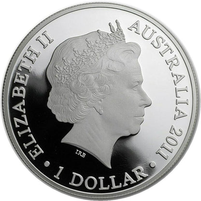 2011 $1 Kangaroo At Sunset F15 Privy Mark 1oz Silver Proof Coin
