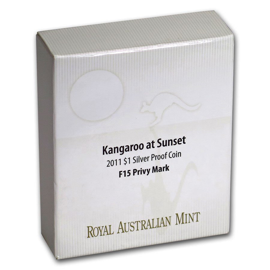 2011 $1 Kangaroo At Sunset F15 Privy Mark 1oz Silver Proof Coin