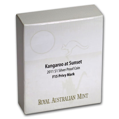 2011 $1 Kangaroo At Sunset F15 Privy Mark 1oz Silver Proof Coin