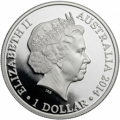 2014 $1 Kangaroo In Outback F15 Privy Mark 1oz Silver Proof Coin