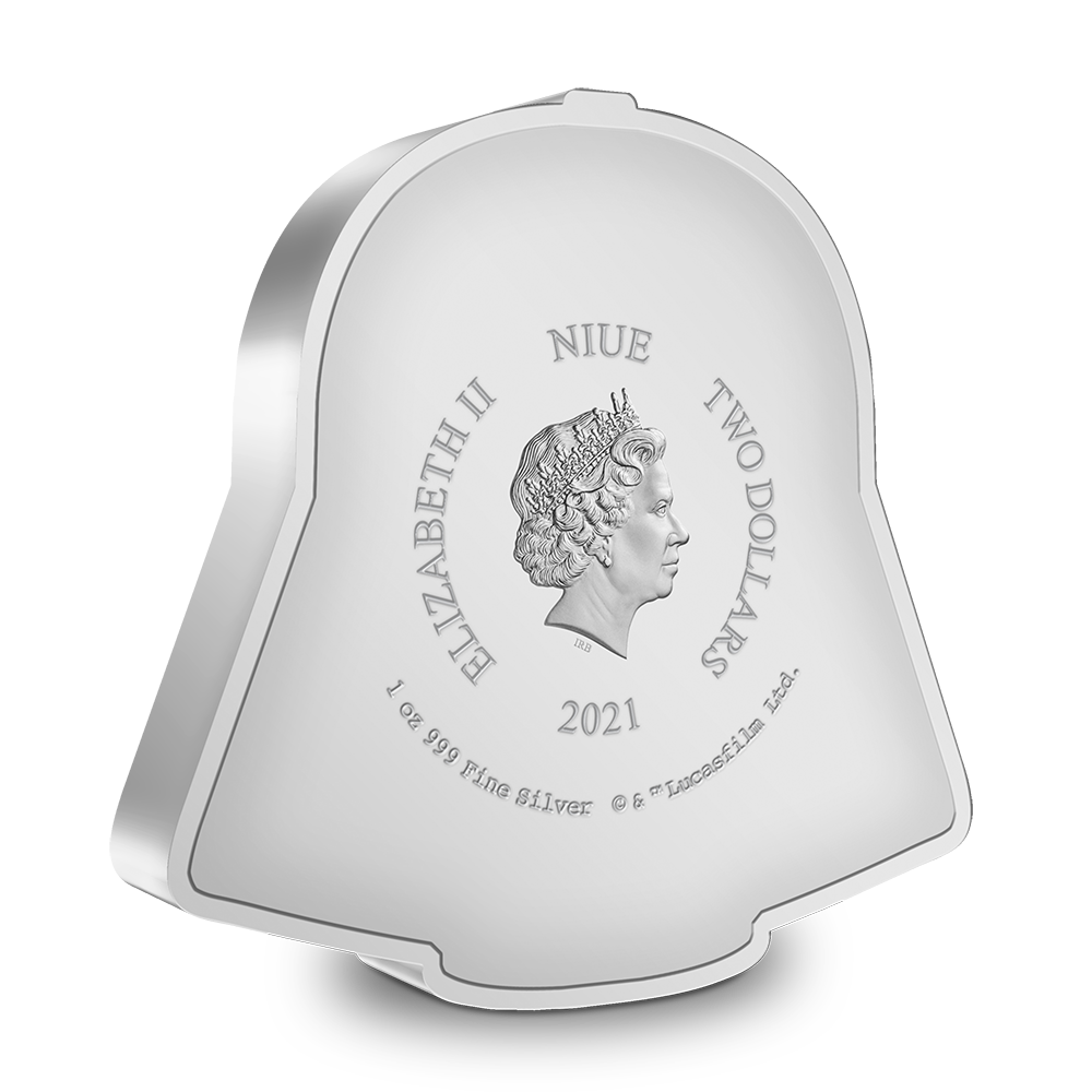 Niue 2021 $2 Faces of The Empire Darth Vader 1oz Silver Coloured Proof Shaped Coin