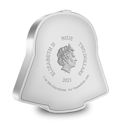Niue 2021 $2 Faces of The Empire Darth Vader 1oz Silver Coloured Proof Shaped Coin