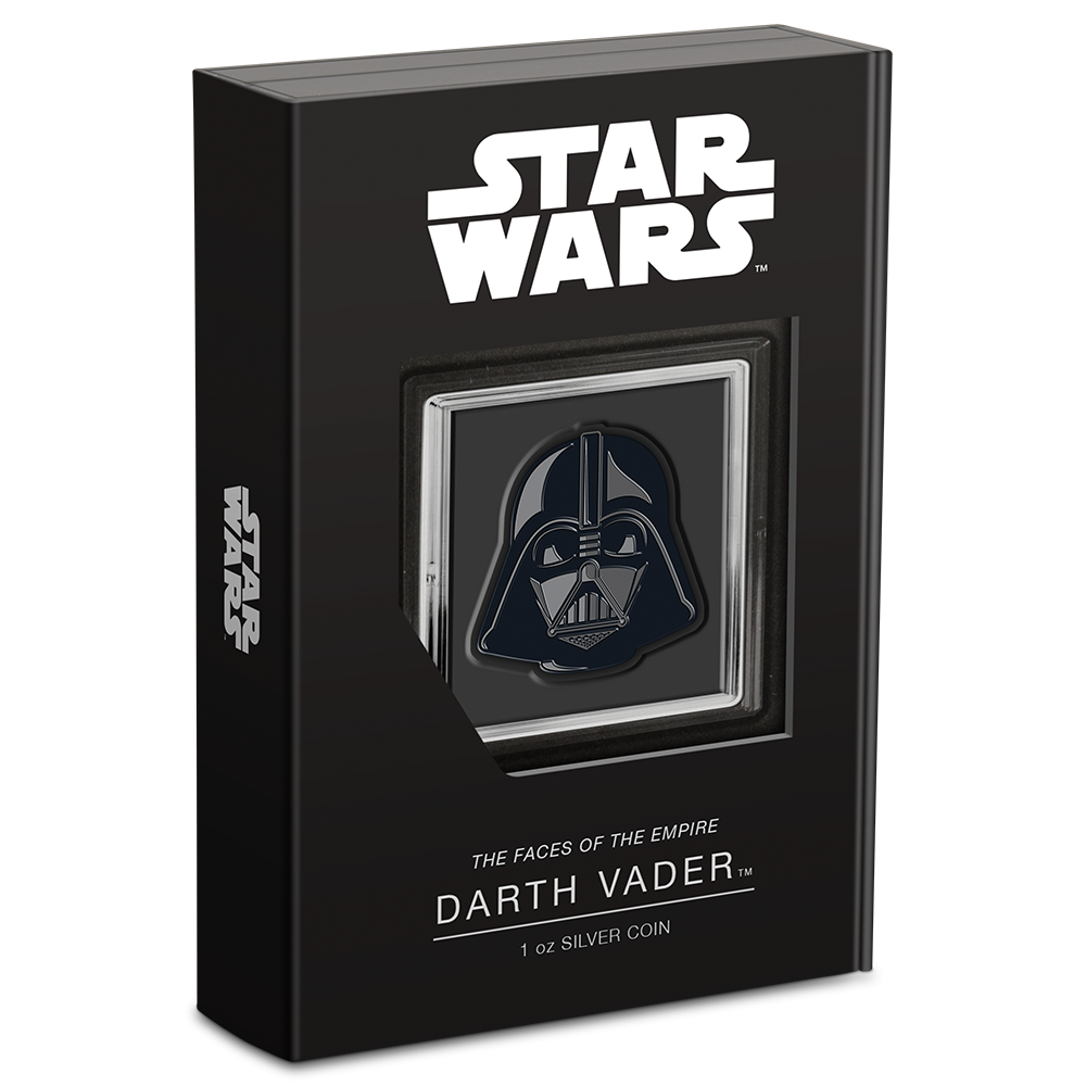 Niue 2021 $2 Faces of The Empire Darth Vader 1oz Silver Coloured Proof Shaped Coin