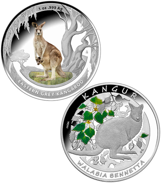 2013 Kangaroos of The World Silver Proof 2 Coin Set