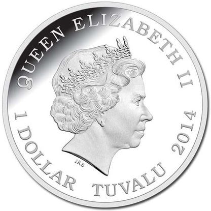 Tuvalu 2014 $1 Deadly and Dangerous Spider Hunting Scorpion 1oz Silver Coloured Proof Coin