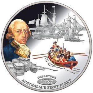Tokelau 2013 $1 1787 Australia's First Fleet 'Departure' Silver Coloured Proof Coin