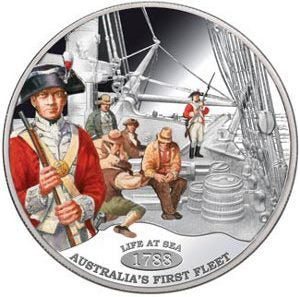 Tokelau 2013 $1 1788 Australia's First Fleet 'Life At Sea' Silver Coloured Proof Coin