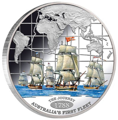 Tokelau 2013 $1 1788 Australia's First Fleet 'The Journey' Silver Coloured Proof Coin