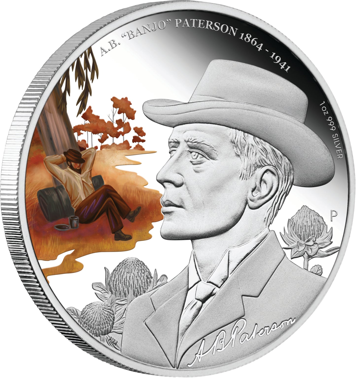 2014 $1 Banjo Paterson 1oz Silver Coloured Proof Coin