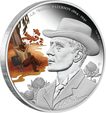 2014 $1 Banjo Paterson 1oz Silver Coloured Proof Coin