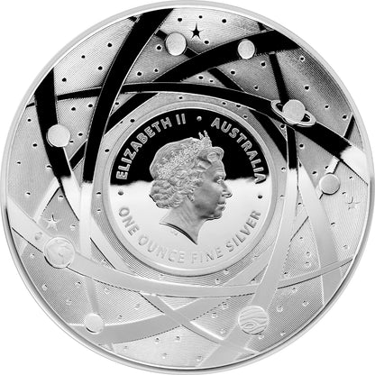 2018 $5 The Earth & Beyond The Earth 1oz Silver Coloured Proof Domed Coin
