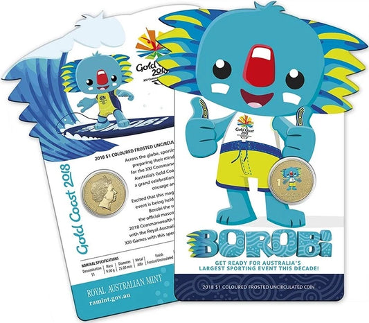 2018 $1 Gold Coast Commonwealth Games Borobi Coloured Uncirculated Coin