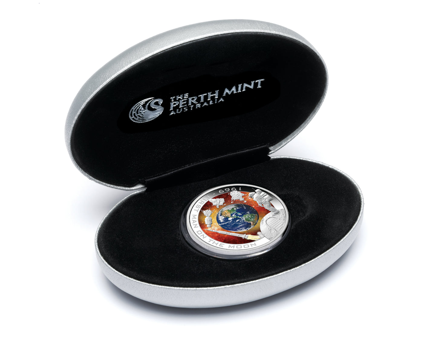 Cook Islands 2009 $1 Orbit and Beyond First Man On The Moon 1oz Silver Coloured Proof Coin