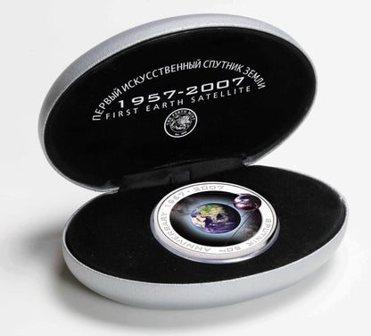Cook Islands 2007 $1 Orbit and Beyond Sputnik 50th Anniversary 1oz Silver Coloured Proof Coin