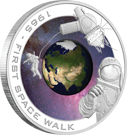Cook Islands 2009 $1 Orbit and Beyond First Space Walk 1oz Silver Coloured Proof Coin