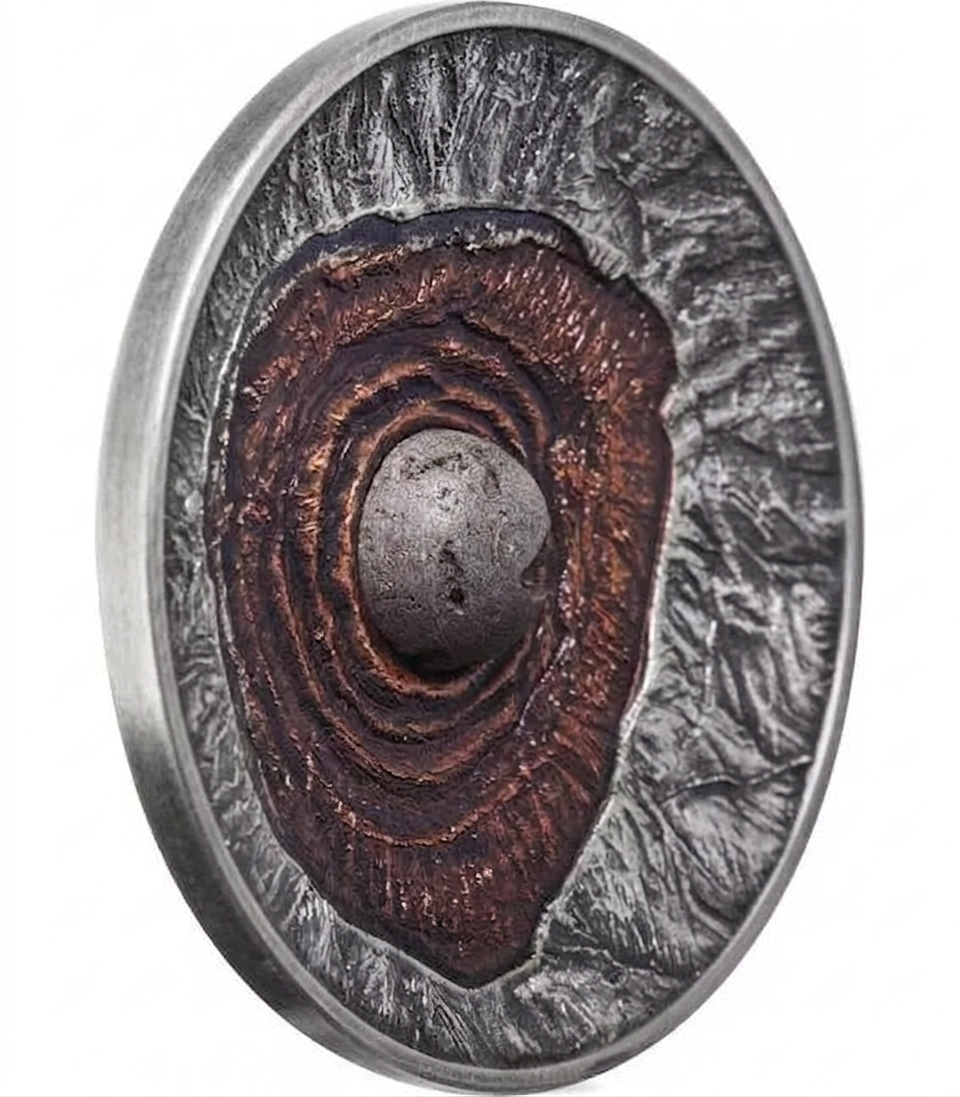 Niue 2015 $2 Volcano Vesuvius Pompeii Lava Inset 2oz Silver Antiqued Coin
