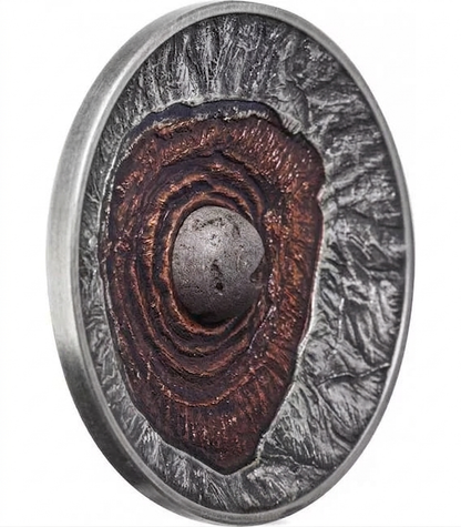 Niue 2015 $2 Volcano Vesuvius Pompeii Lava Inset 2oz Silver Antiqued Coin