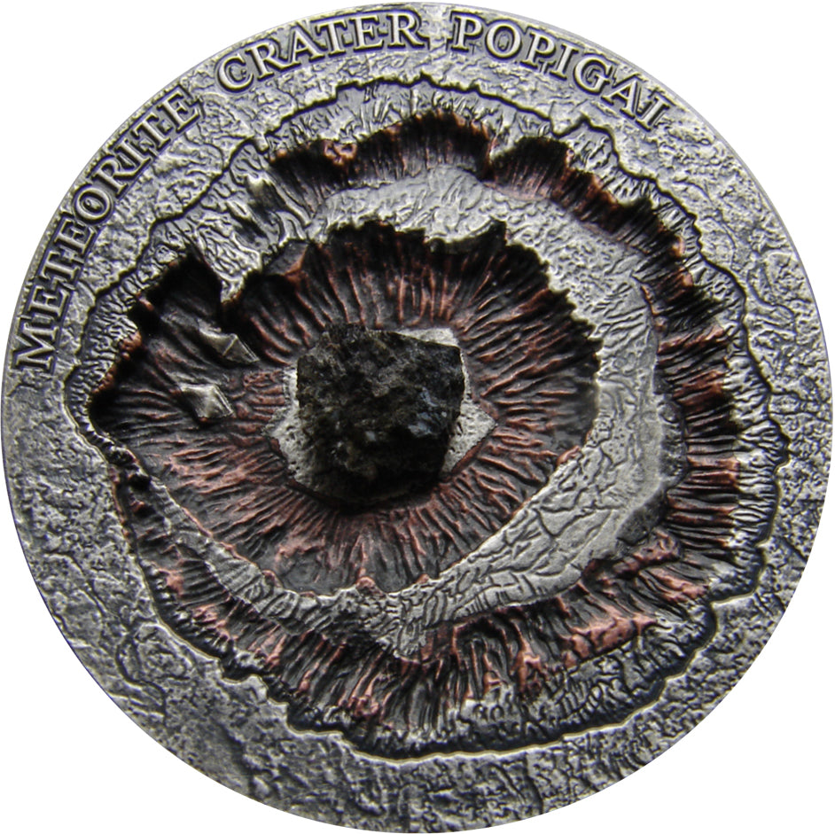 Niue 2016 $1 Meteorite Crater Popigai 1oz Silver Antiqued Coin