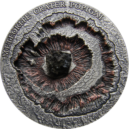 Niue 2016 $1 Meteorite Crater Popigai 1oz Silver Antiqued Coin
